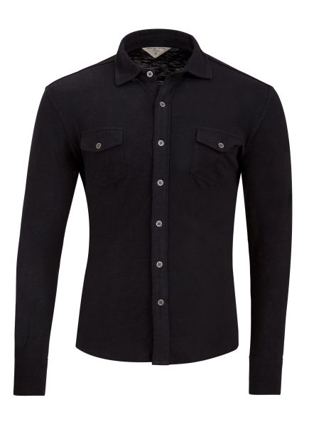 George Austin Long Sleeve Rony Raglan Collared Black Shirt
