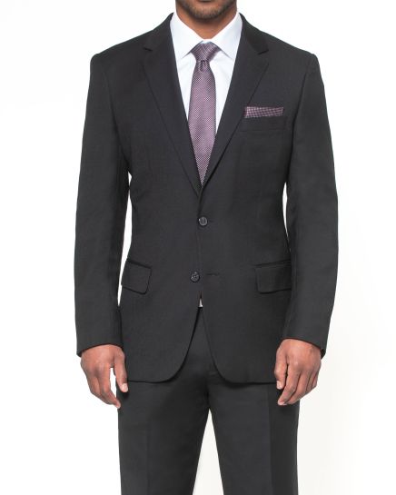 Hollywood Suit Black Wool Stretch Windowpane 2 Button Suit