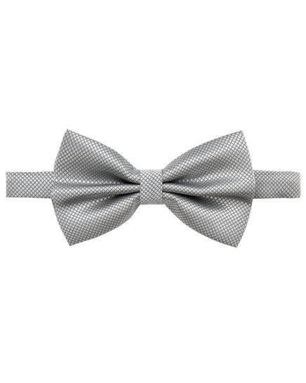 Angelo Rossi Silver Quilted Satin Bow Tie & Pocket Square Set