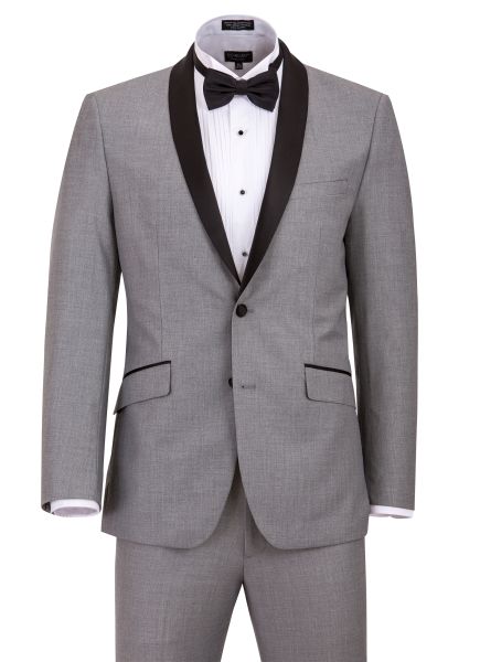 Hollywood Suit Slim Fit Shawl Lapel Solid Grey Tuxedo