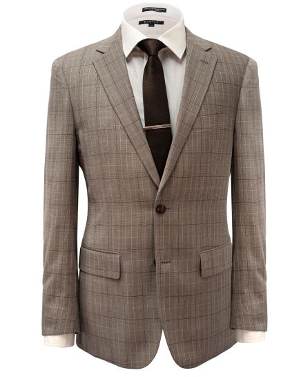 Hollywood Suit Tan Plaid Windowpane Modern Fit Suit
