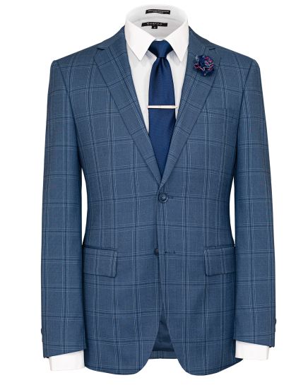 Hollywood Suit Blue Windowpane Slim Fit Suit