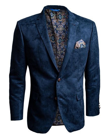 Hollywood Suit Men's Blue Modern Fit Microsuede Blazer