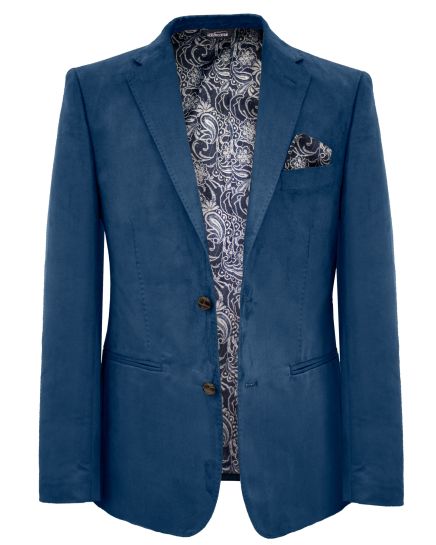 Hollywood Suit Navy & Paisley Modern Fit Microsuede Blazer