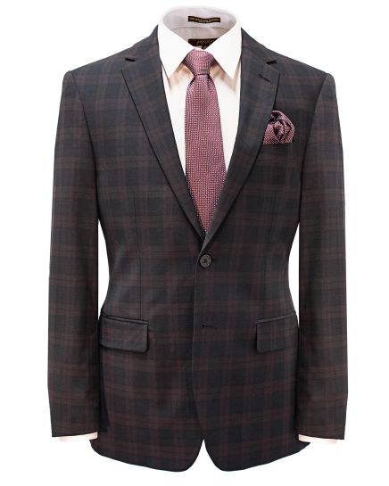 Hollywood Suit Dark Brown Wool Blend Plaid Modern Fit Suit