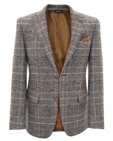 Hollywood Suit Houndstooth Plaid Wool Blend Sport Jacket