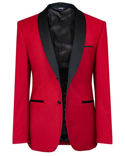 Hollywood Suit Red & Black Shawl Lapel Dinner Jacket