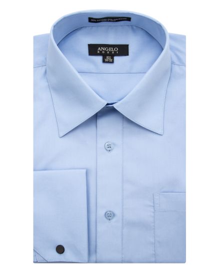 Angelo Rossi Baby Blue French Cuff Modern Fit Dress Shirt