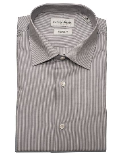 George Austin Narrow Grey Pin Stripe Cotton Dress Shirt