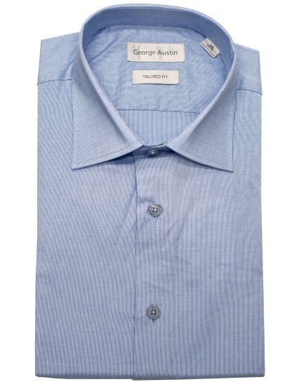 George Austin Basket Weave Cotton Baby Blue Dress Shirt