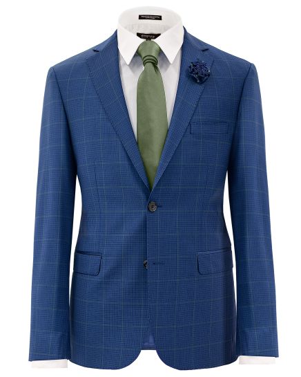 Salvatore Lorente Blue Mini Check Windowpane Slim Fit Wool Suit