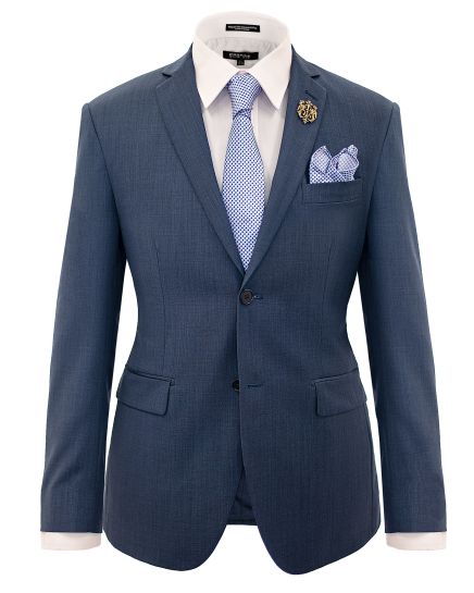 Salvatore Lorente Blue Italian Wool Tick-Weave Modern Fit Suit