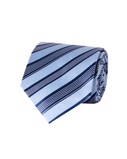 Giorgio Cosani Baby Blue Weave Regimental Stripe Silk Tie