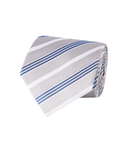 Giorgio Cosani Silver Alternating Stripe Silk Tie